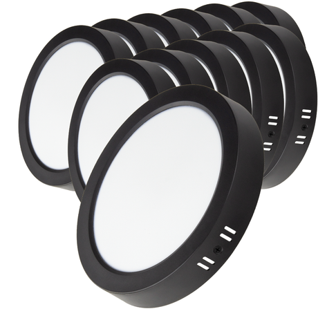 LED Aufbauleuchte in Schwarz, 12 W, 230 V, IP44-geschützt, 1200 lm, Lichtfarbe einstellbar, Ø170x34 mm, Deckenleuchte mit Diffusor, Badezimmerlampe