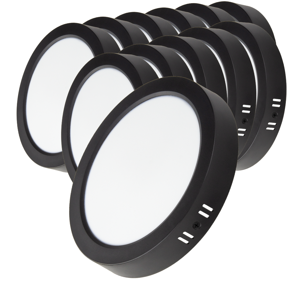 LED Aufbauleuchte in Schwarz, 24 W, 230 V, IP44-geschützt, 2400 lm, Lichtfarbe einstellbar, Ø229x34 mm, Deckenleuchte mit Diffusor, Badezimmerlampe
