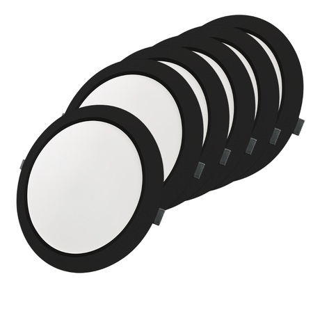 LED Einbauleuchte in Schwarz, 24 W, 230 V, IP44-geschützt, 2400 lm, Lichtfarbe einstellbar, Ø295x28 mm, Einbaustrahler mit Diffusor, Badezimmer Deckenleuchte