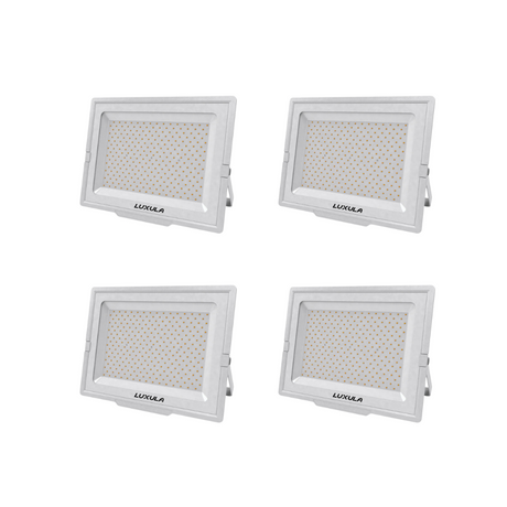 4er Pack LED-Fluter, 300 W, 4000 K (neutralweiß), 30000 lm, weiß, IP65.