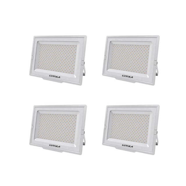 4er Pack LED-Fluter, 300 W, 4000 K (neutralweiß), 30000 lm, weiß, IP65.