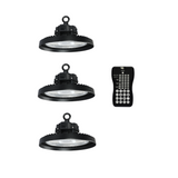 3er-Pack LED-Hallenstrahler, mit Bewegungsmelder, Leistung einstellbar, 100/150/200W, 4000 K (neutralweiß), 17000-34000 lm, IP65, 0-10V dimmbar, inkl Fernbedienung.