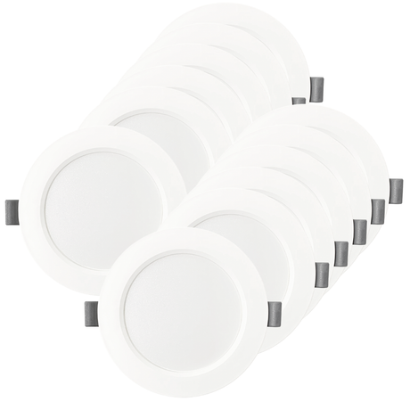 LED Einbauleuchte in Weiß, 12 W, 230 V, IP44-geschützt, 1200 lm, Lichtfarbe einstellbar, Ø173x26 mm, Einbaustrahler mit Diffusor, Badezimmer Deckenleuchte