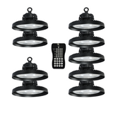 9er-Pack LED-Hallenstrahler, mit Bewegungsmelder, Leistung einstellbar, 100/150/200W, 4000 K (neutralweiß), 17000-34000 lm, IP65, 0-10V dimmbar, inkl Fernbedienung.