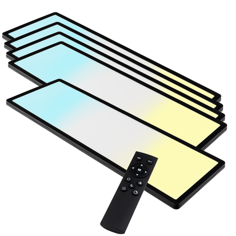 LED-Panel mit Fernbedienung, 58×20 cm, schwarz, 24 W, 2200 lm, IP44 Wassergeschützt, Helligkeit und Lichtfarbe einstellbar