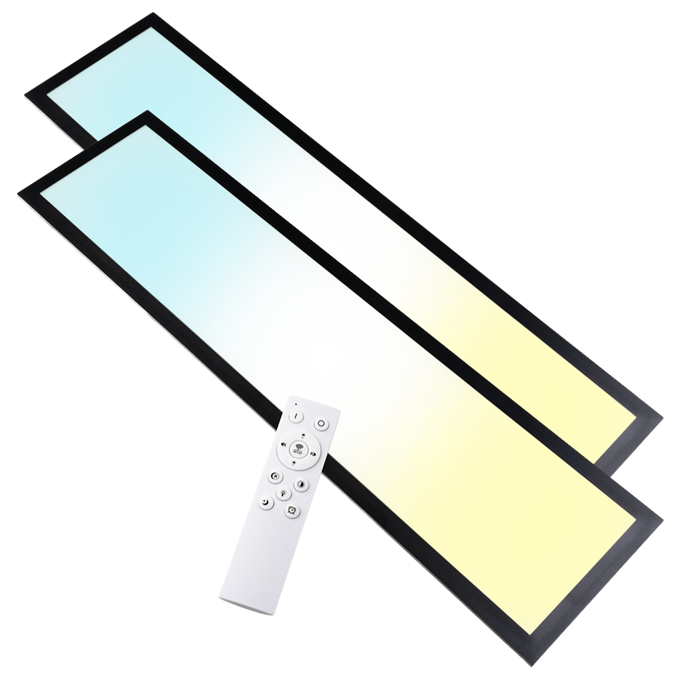 LUXULA LITEQ 80, LED-Panel mit Fernbedienung, 80×20 cm, schwarz, 40 W, 4400 lm, UGR<19, Helligkeit und Lichtfarbe einstellbar