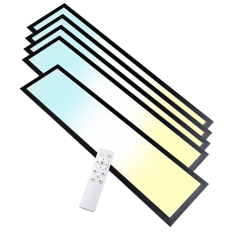 LUXULA LITEQ 80, LED-Panel mit Fernbedienung, 80×20 cm, schwarz, 40 W, 4400 lm, UGR<19, Helligkeit und Lichtfarbe einstellbar