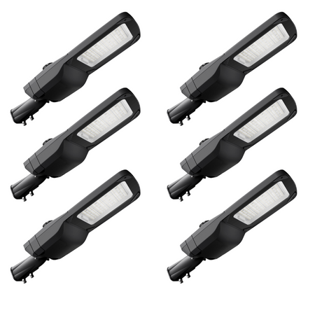 6er-Pack Profi LED-Straßenleuchte, 150 W, 22500 lm, 5000 K (neutralweiß), IP66, 0-10 V dimmbar.