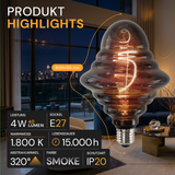 LED Filament Leuchtmittel, UFO, SMOKE, UFOG125, E27, 4 W, 40lm, 1800K, dimmbar