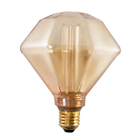 LED Filament Leuchtmittel, DIAMANT, AMBER, D125L, E27, 3.5 W, 120lm, 1800K, dimmbar.
