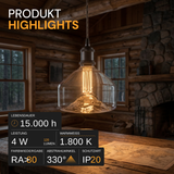 LED Filament Leuchtmittel, E27, 4 W, 120 lm, warmweiß, dimmbar