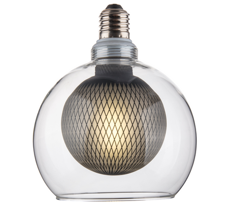 LED Filament Leuchtmittel BUBBLE MESH, inkl schwarzer E27-Fassung mit Textilkabel, 1,5m,  4W, 470lm, 2700K, dimmbar.