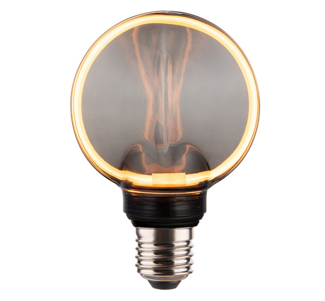 LED Filament Leuchtmittel CIRCLE Smoke, inkl schwarzer E27-Fassung mit Textilkabel 1,5m, 4W, 100lm, 1800K, dimmbar.