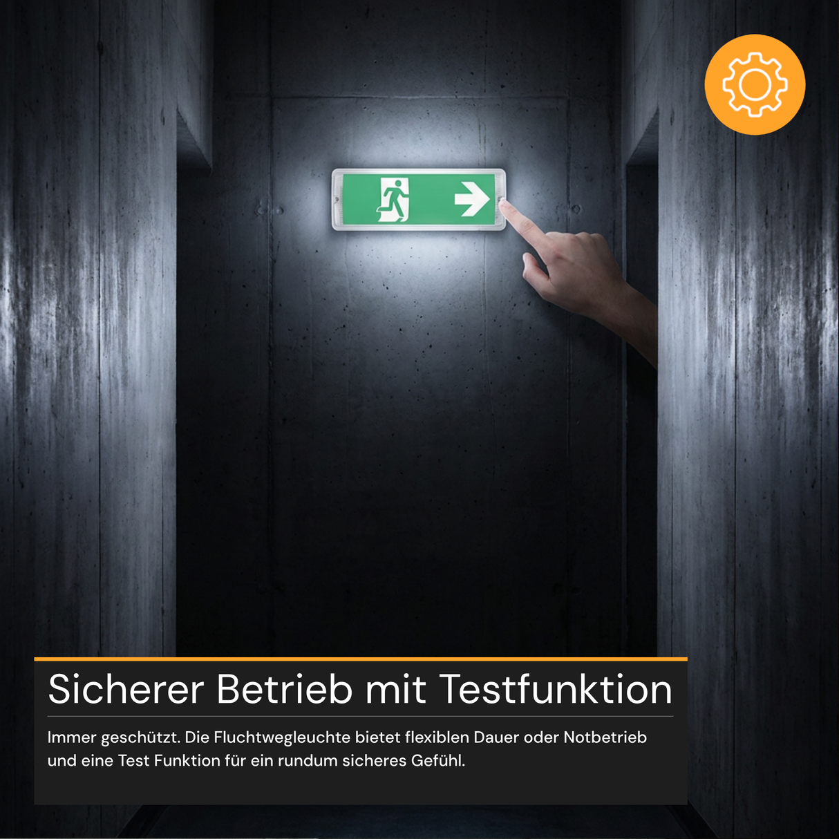 LED-Fluchtwegleuchte mit Notstromakku 3h, TEST-Funktion, Dauer- & Notbetrieb, IP65