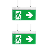 2er Pack LED-Fluchtwegleuchte 4in1, Notausgang mit Notstromeinheit, TEST-Funktion, Decken- und Wandmontage.