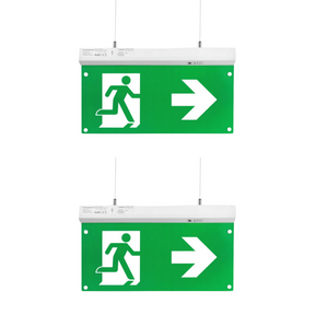 2er Pack LED-Fluchtwegleuchte 4in1, Notausgang mit Notstromeinheit, TEST-Funktion, Decken- und Wandmontage.