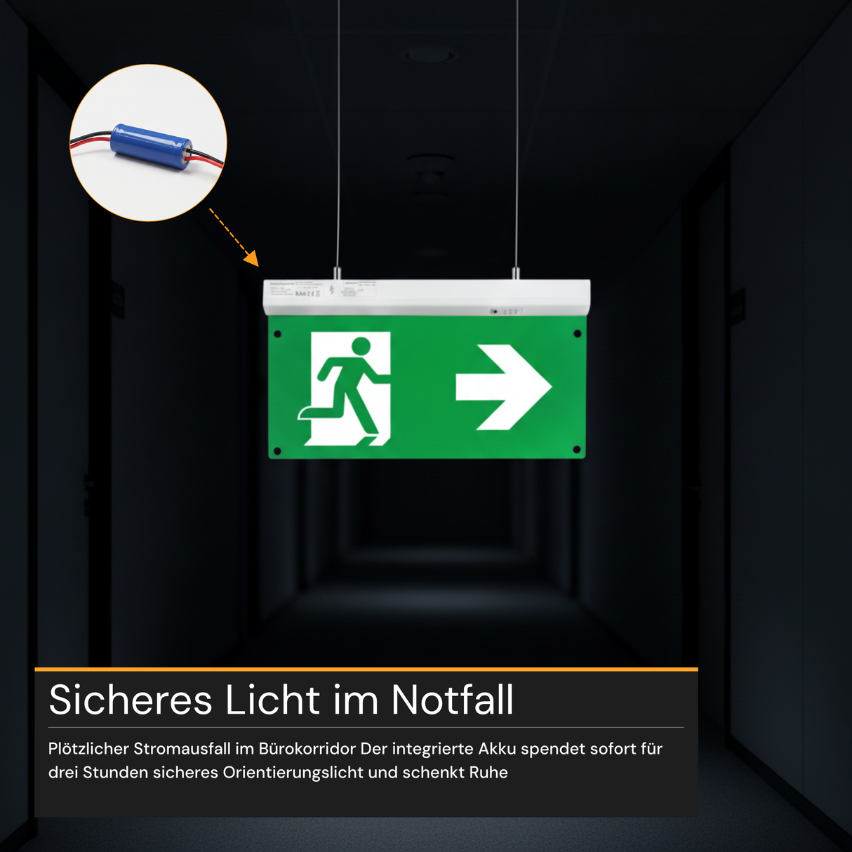 10er Pack LED-Fluchtwegleuchte 4in1 mit Notstromakku 3h, TEST-Funktion, Dauer- & Notbetrieb