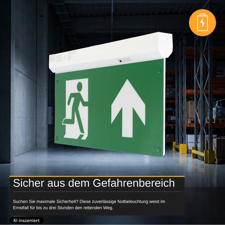 LED-Fluchtwegleuchte 4in1 mit Notstromakku 3h, TEST-Funktion, Dauer- & Notbetrieb