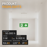 10er Pack LED-Fluchtwegleuchte 4in1 mit Notstromakku 3h, TEST-Funktion, Dauer- & Notbetrieb