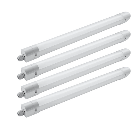 4er Pack LED Feuchtraumleuchte PRO, 120cm, 36W, 4320lm, 4000K (neutralweiß), IP65, OSRAM-Netzteil, Steckklemme, durchschleifbar.
