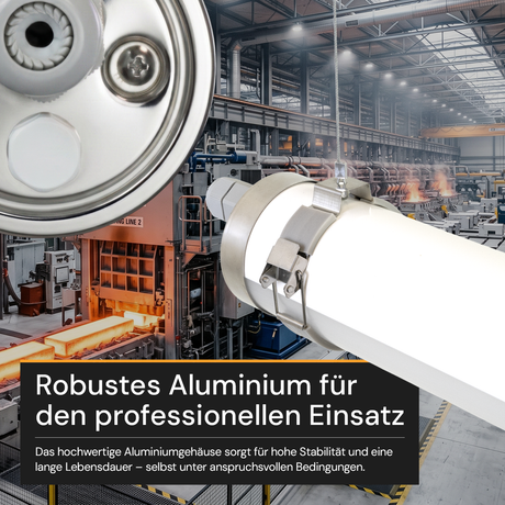 LED-Feuchtraumleuchte, 60 cm, 18 W, 2520 lm, 4000 K, IP69K, ammoniakbeständig, Brandschutz, durchschleifbar, Rohrleuchte.
