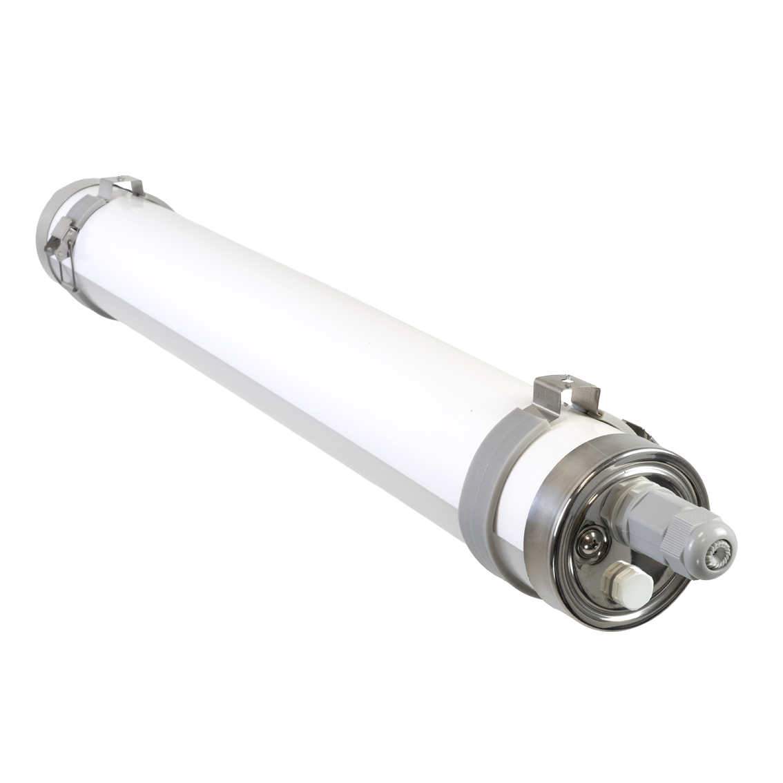 LED-Feuchtraumleuchte, 60 cm, 18 W, 2520 lm, 4000 K, IP69K, ammoniakbeständig, Brandschutz, durchschleifbar, Rohrleuchte.