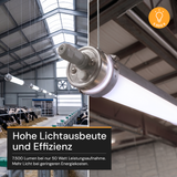 LED-Feuchtraumleuchte, 150 cm, 50 W, 7500 lm, 5700 K, IP69K, ammoniakbeständig, Brandschutz, durchschleifbar, Rohrleuchte