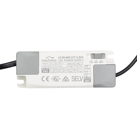 CCT Downlight PRO, in Grau, 24 W, 1750 lm, Ø131x75 mm, 2700-6500 K (einstellbar), 36°, CRI90, IP65-wassergeschützt, Einbauleuchte, Aluminiumdruckguss, Premium.