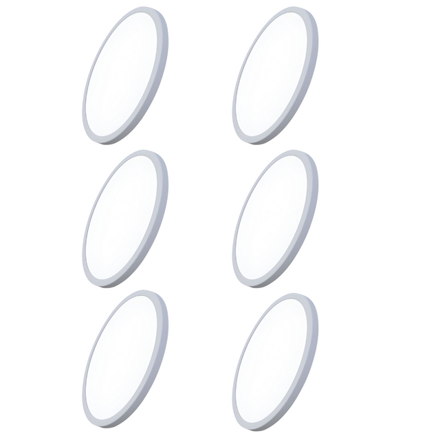 6er Set LED CCT Panel, Ein-/Aufbau, 18W, 1880 lm, ø225x17mm, 3000-4000-6000K einstellbar, Lochdurchm. variabel.