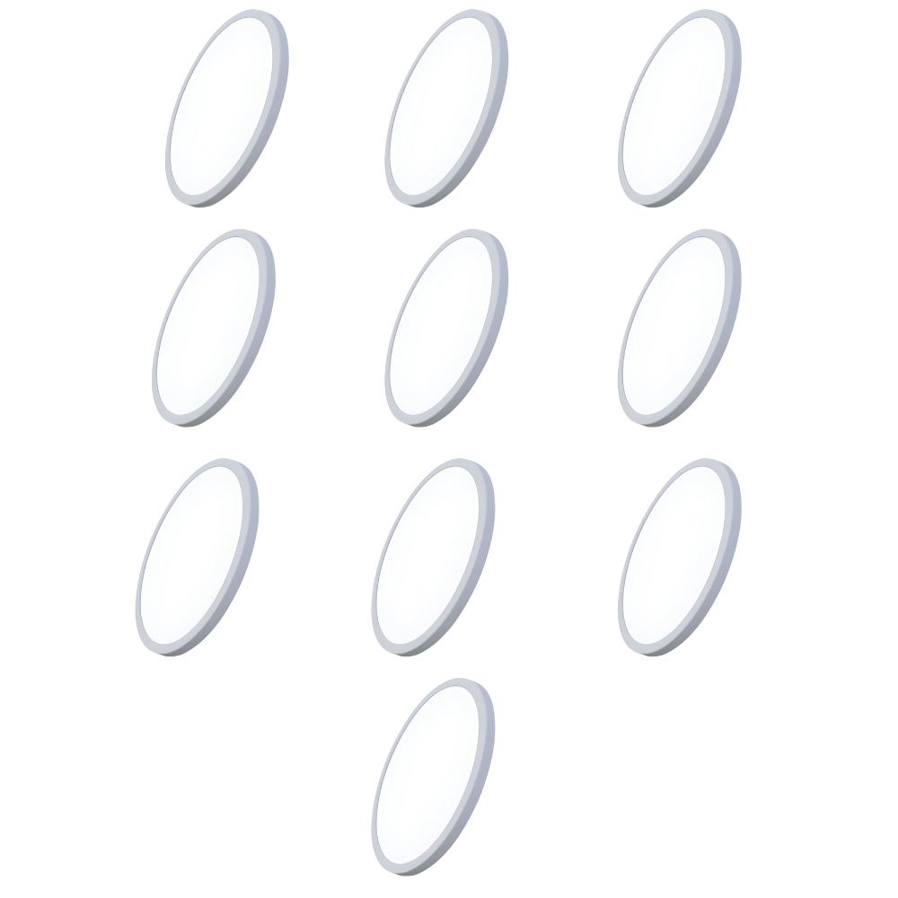 10er Set LED CCT Panel, Ein-/Aufbau, 18W, 1880 lm, ø225x17mm, 3000-4000-6000K einstellbar, Lochdurchm. variabel.