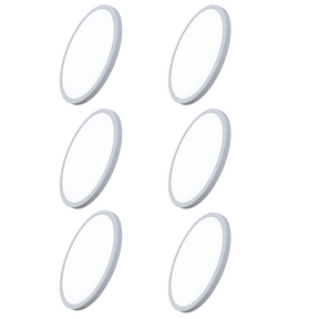 6er Set LED CCT Panel, Ein-/Aufbau, 24W, 2565 lm, ø300x17mm, 3000-4000-6000K einstellbar, Lochdurchm. variabel.