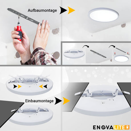 6er Set LED CCT Panel, Ein-/Aufbau, 18W, 1880 lm, ø225x17mm, 3000-4000-6000K einstellbar, Lochdurchm. variabel.