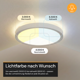 LED Panel mit Fernbedienung, Ø30 cm, weiß, rund, 22 W, 2200 lm, dimmbar, Lichtfarbe einstellbar 3000-6500 K, Slim Design, Nachtlichtmodus.