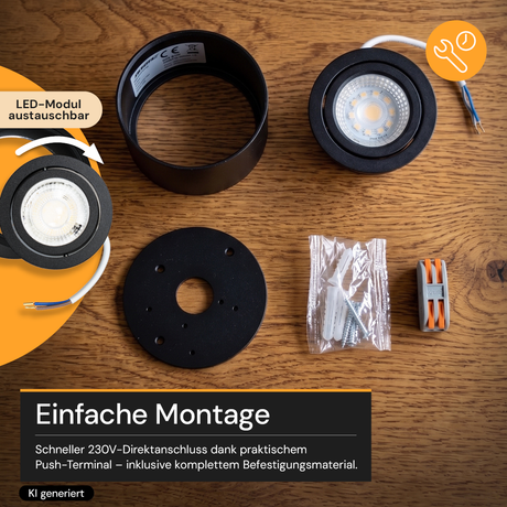 LED Aufbauspot, 7 W, 670 lm, 3CCT, dimmbar, schwenkbar, Aluminium, schwarz