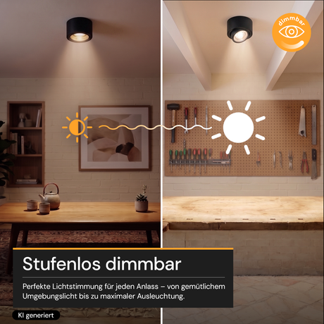 LED Aufbauspot, 7 W, 670 lm, 3CCT, dimmbar, schwenkbar, Aluminium, schwarz
