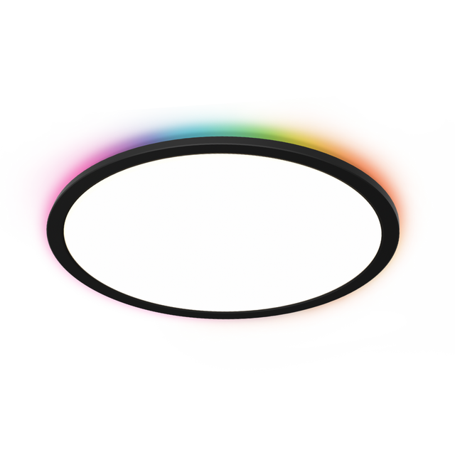 Smartes RGB Panel Up&Down, 36W, 3760lm, ø400x25mm, Wifi, Tuya App, CCT, dimmbar, schwarz.