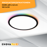 Smartes RGB Panel Up&Down, 18W, 1880lm, ø290x25mm, Wifi, Tuya App, CCT, dimmbar, schwarz.