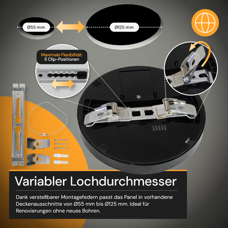 LED Einbauleuchte, stufenlos dimmbar, 12 W, 1200 lm, 5CCT 2700–5700 K