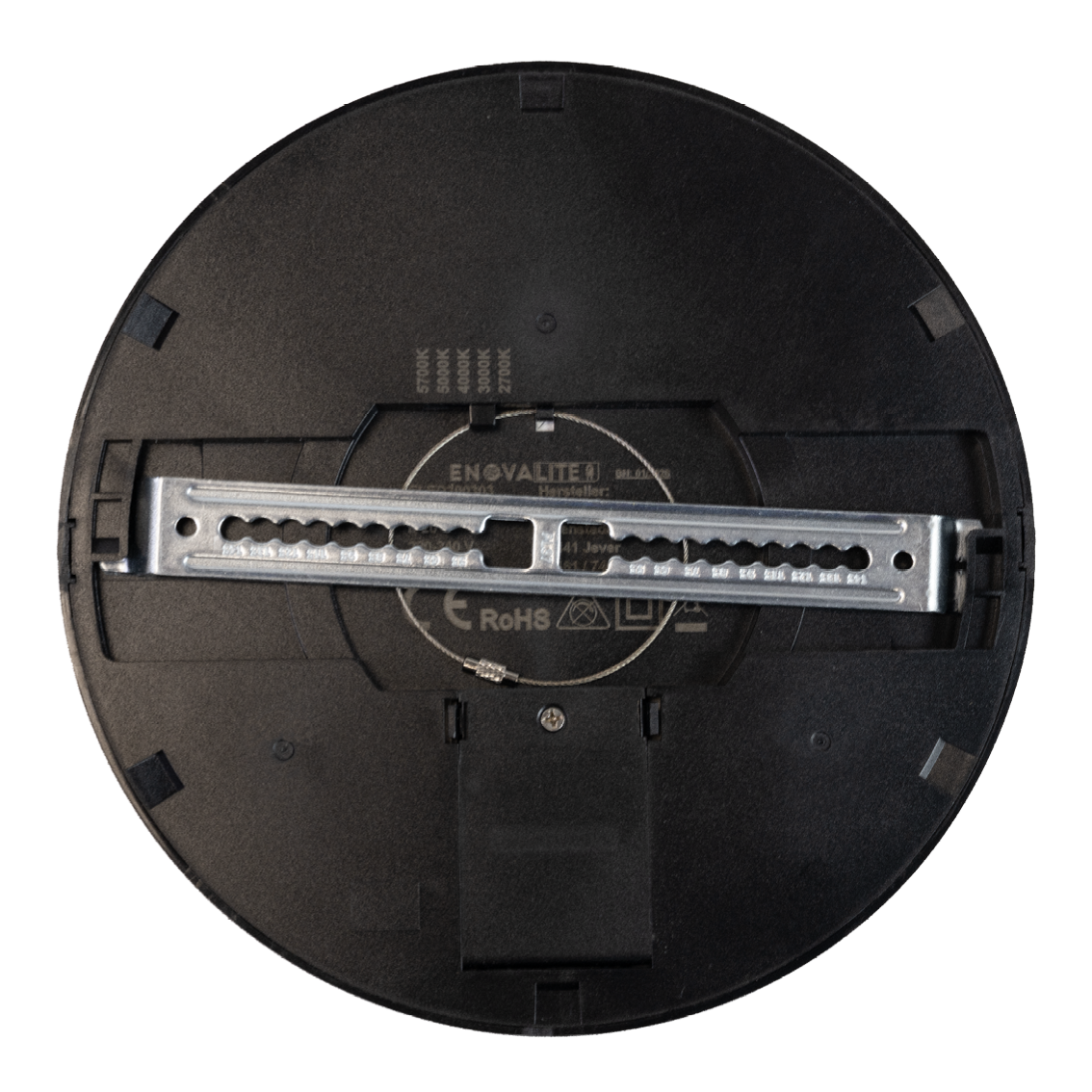 LED CCT Panel, Ein-/Aufbau, Schwarz, dimmbar, 18 W, 1800 lm, Ø215 mm, 5CCT (2700 K– 5700 K), Lochdurchm. variabel, Anschlussbox.