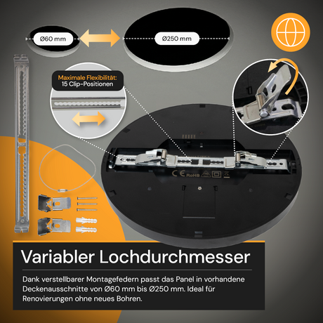 LED Einbauleuchte, stufenlos dimmbar, 24 W, 2400 lm, 5CCT 2700–5700 K