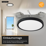 LED CCT Panel, Ein-/Aufbau, Schwarz, Bewegungssensor, 18 W, 1800 lm, Ø215 mm, 5CCT (2700 K– 5700 K), Lochdurchm. variabel, Anschlussbox