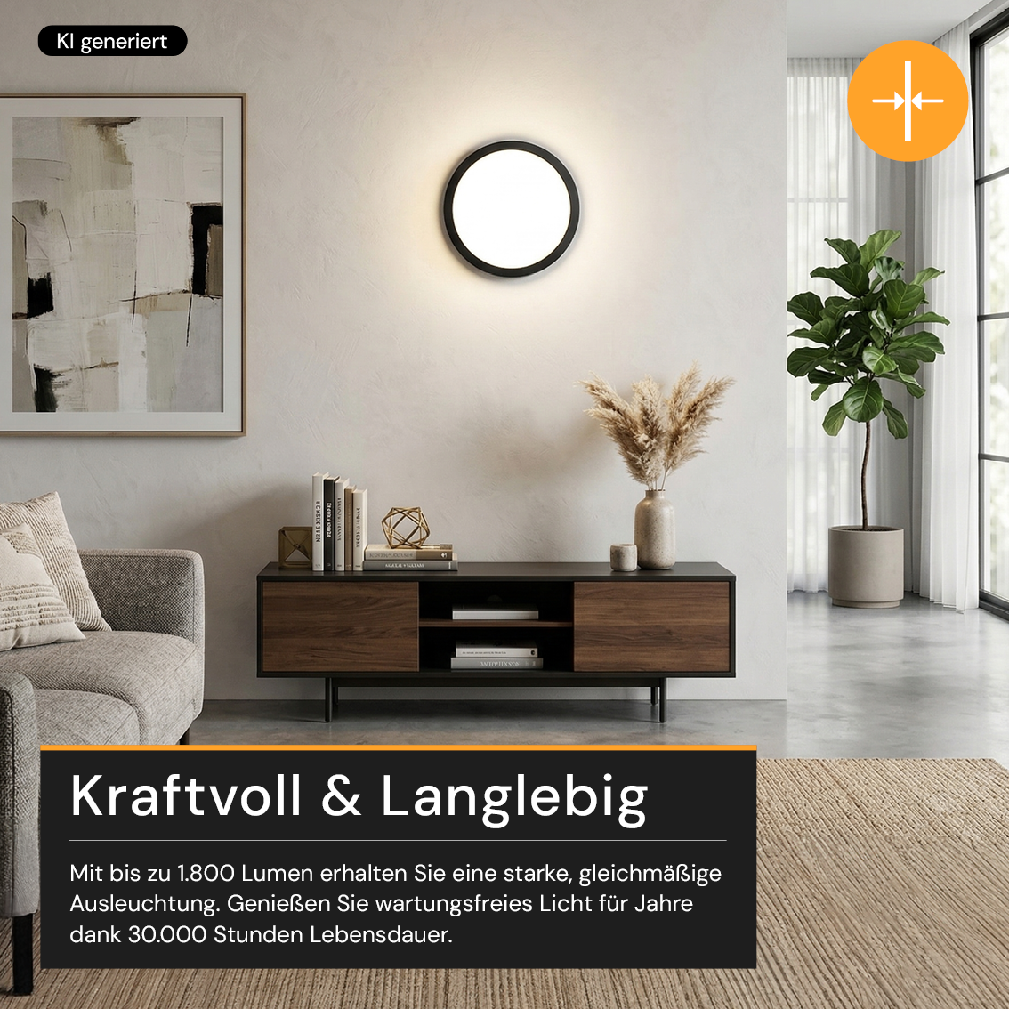 LED CCT Panel, Ein-/Aufbau, Schwarz, Bewegungssensor, 18 W, 1800 lm, Ø215 mm, 5CCT (2700 K– 5700 K), Lochdurchm. variabel, Anschlussbox