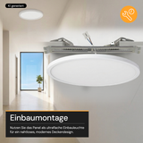 LED CCT Panel, Ein-/Aufbau, Bewegungssensor, 24 W, 2400 lm, Ø290 mm, 5CCT (2700 K– 5700 K), Lochdurchm. variabel, Anschlussbox