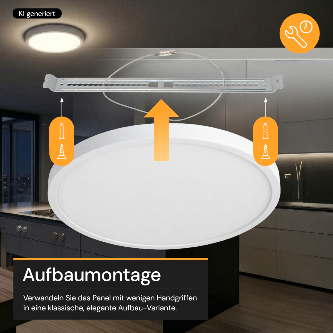LED CCT Panel, Ein-/Aufbau, Bewegungssensor, 24 W, 2400 lm, Ø290 mm, 5CCT (2700 K– 5700 K), Lochdurchm. variabel, Anschlussbox