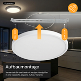 LED CCT Panel, Ein-/Aufbau, Bewegungssensor, 24 W, 2400 lm, Ø290 mm, 5CCT (2700 K– 5700 K), Lochdurchm. variabel, Anschlussbox