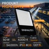 LED-Fluter, 50 W, 4000 K (Neutralweiß), 6500 lm, IP65