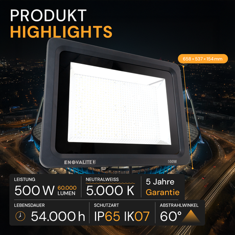 LED Stadion Fluter, 500 W, 60000 lm, 5000 K, IP65