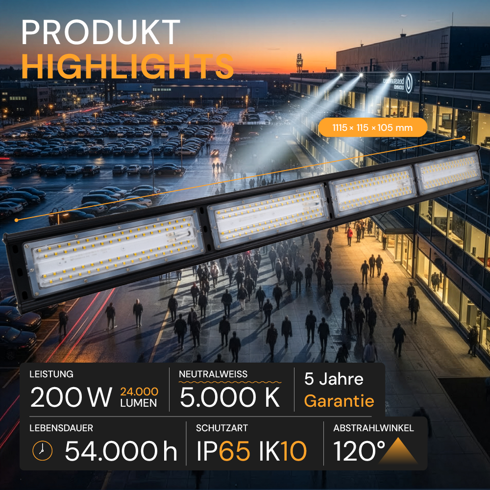 2er Pack LED HighBay Linear, 200 W, 24000 lm, 5000 K (neutralweiß)