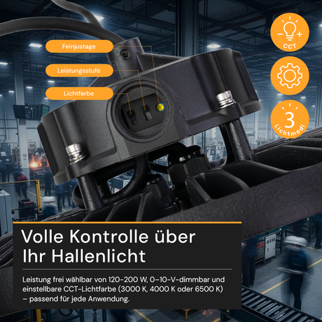 LED HighBay UFO, 200 W, 32000 lm, CCT (warm-/neutral-/kaltweiß)