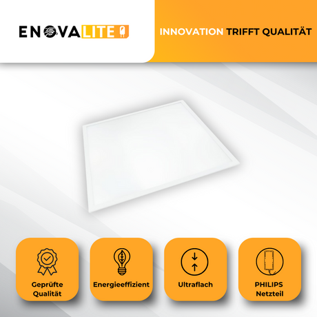 4er Pack LED Panel, 62x62 cm, 36 W, 3600 lm, Rasterdeckenleuchte, 4000 K, inkl Philips Netzteil.
